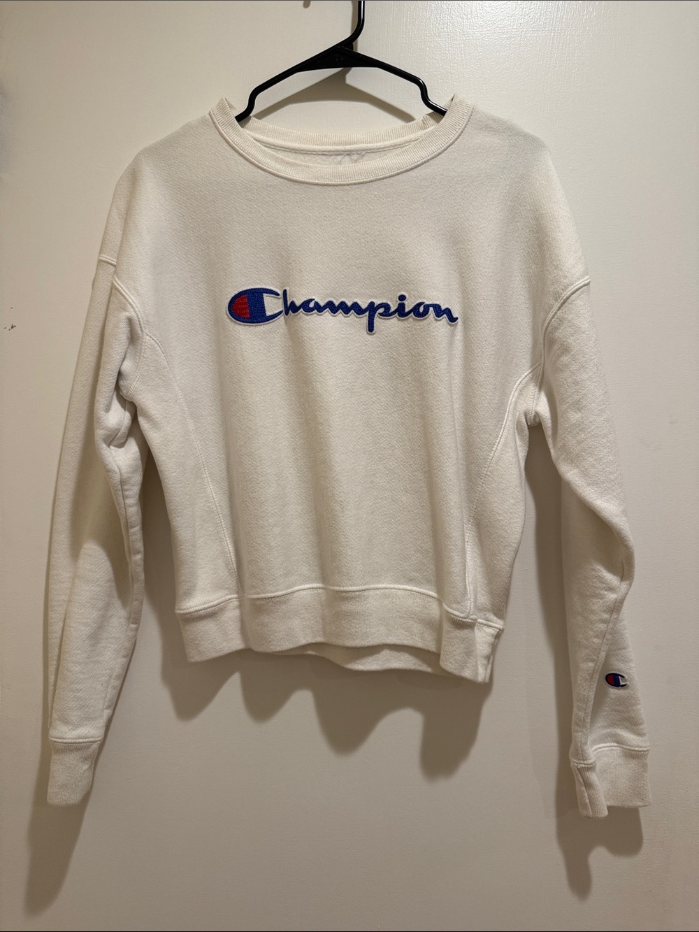 Champion Cream Logo Crewneck Sweatshirt